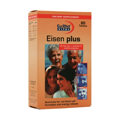 eisen plus eurhovital قرص آیزن پلاس یوروویتال بسته 60 عددی