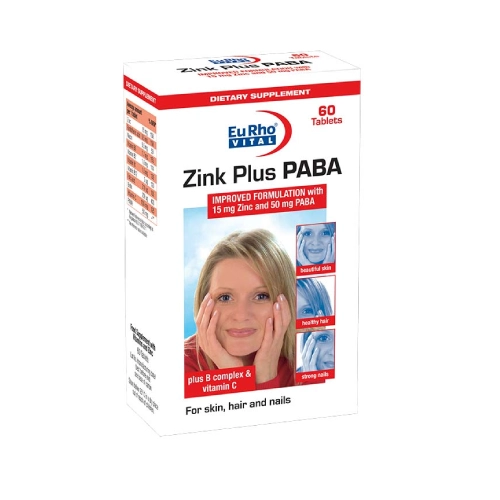 zinc plus paba eurhovital قرص زینک پلاس پابا یوروویتال 60 عددی