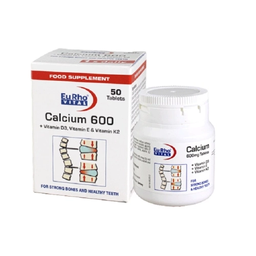 calcium_600_eurhovital قرص کلسیم 600 یوروویتال بسته 60 عددی