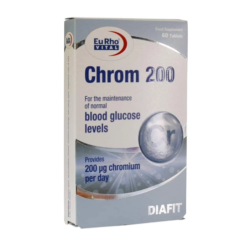 Chromium_tablets_200_mcg_Eurovital قرص کروم 200 میکروگرم یوروویتال بسته 60 عددی
