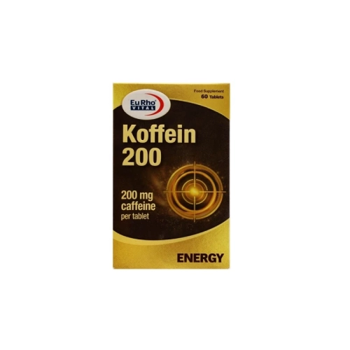 Eurovital_caffeine_tablets 200 mg قرص کافئین یوروویتال 200 میلی گرم بسته 60 عددی