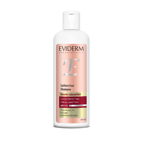 eviderm_keran_colored_hair_shampoo شامپو فاقد سولفات موهای رنگ شده اویدرم حجم 250 میلی لیتر