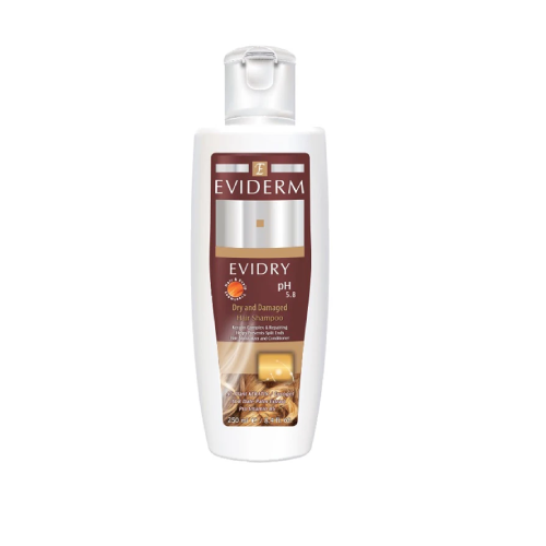 eviderm_keratin_dry_hair_shampoo شامپو اویدرم برای موهای خشک بدون سولفات حجم 250 میلی لیتر